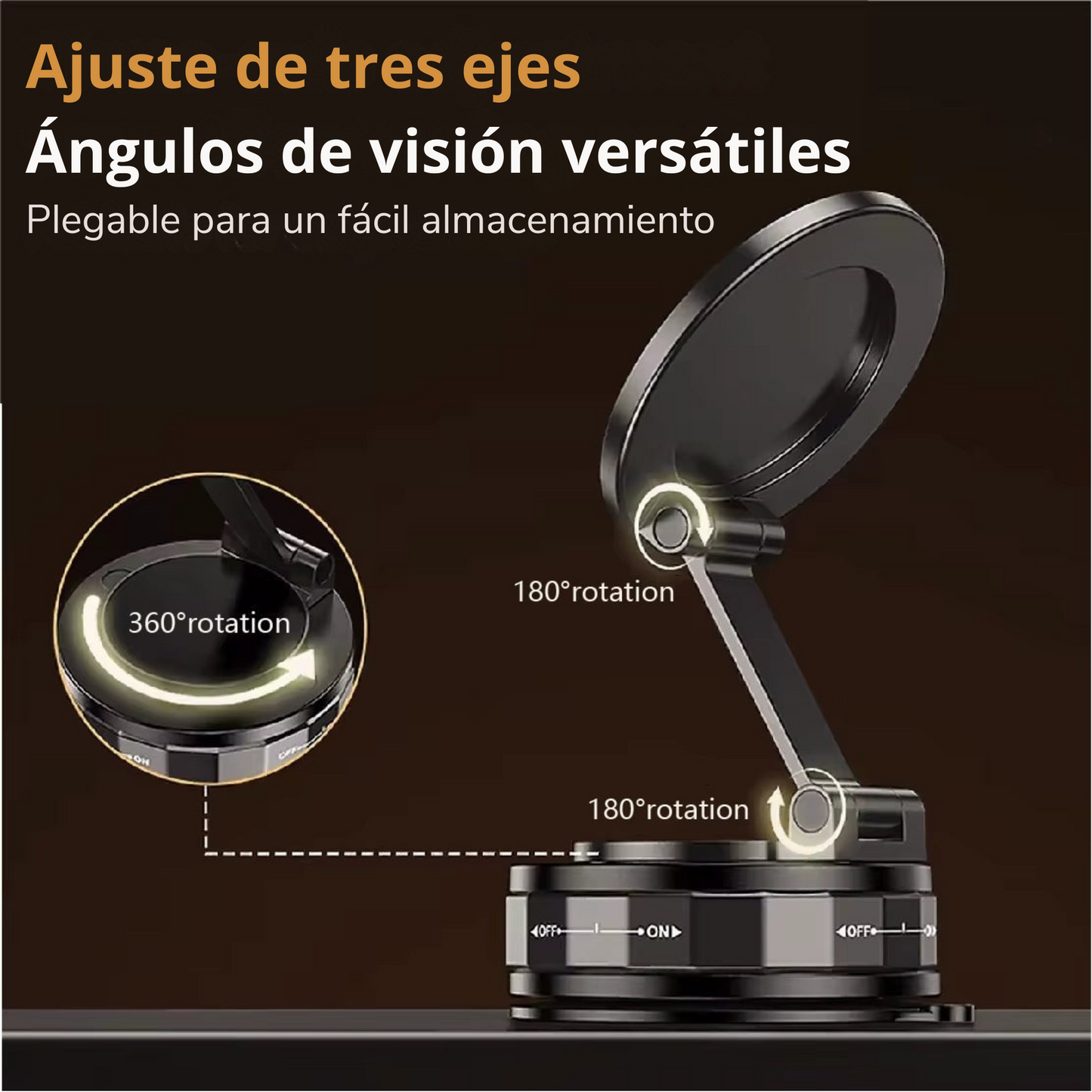 Soporte Magnético Giratorio 360° para Teléfono. Resistente a Caminos Irregulares, Magnético, Estabilidad Total en el Coche y Grabaciones Profesionales en Cualquier Ángulo.