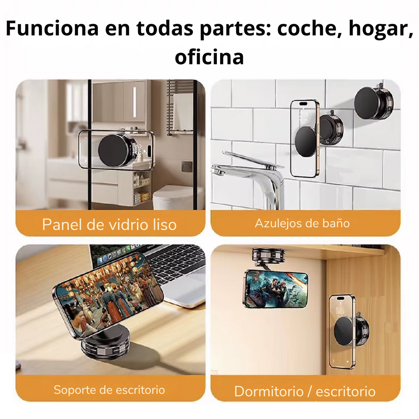 Soporte Magnético Giratorio 360° para Teléfono. Resistente a Caminos Irregulares, Magnético, Estabilidad Total en el Coche y Grabaciones Profesionales en Cualquier Ángulo.
