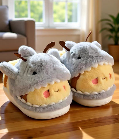 Pantuflas de Felpa con Diseño de Tiburón y Abeja
