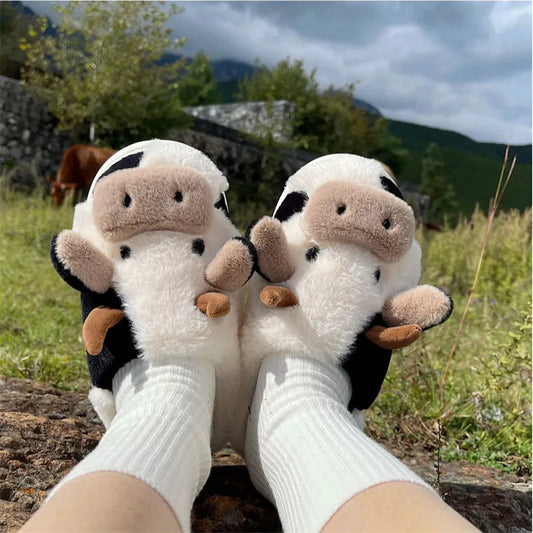 Pantuflas de Felpa con Diseño de Vaca